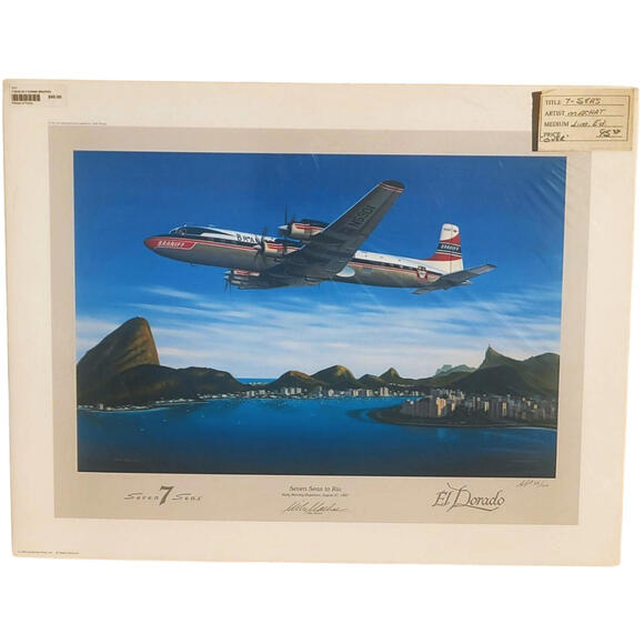 Seven Seas to Rio by Mike Machat -Douglas DC-7C - Aviation Art Print - A/P